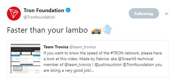 Tron Foundation's tweet | Source: Twitter