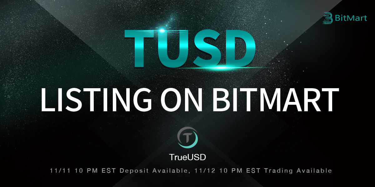 BitMart lists decentralized stablecoin TrueUSD [TUSD]