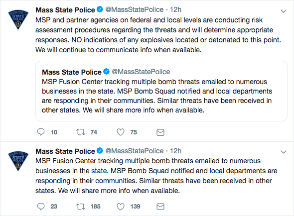 Statement by the Massachusetts State Police on the accident Source: Twitter