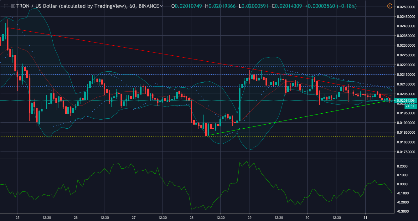 Tron one-hour price chart | Source: Trading View