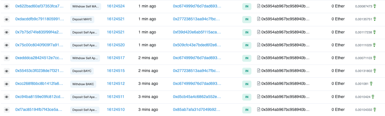 ApeCoin staking on Etherscan