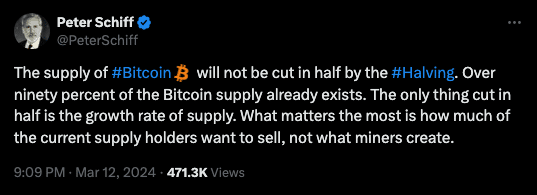 Bitcoin halving opinion by Peter Schiff