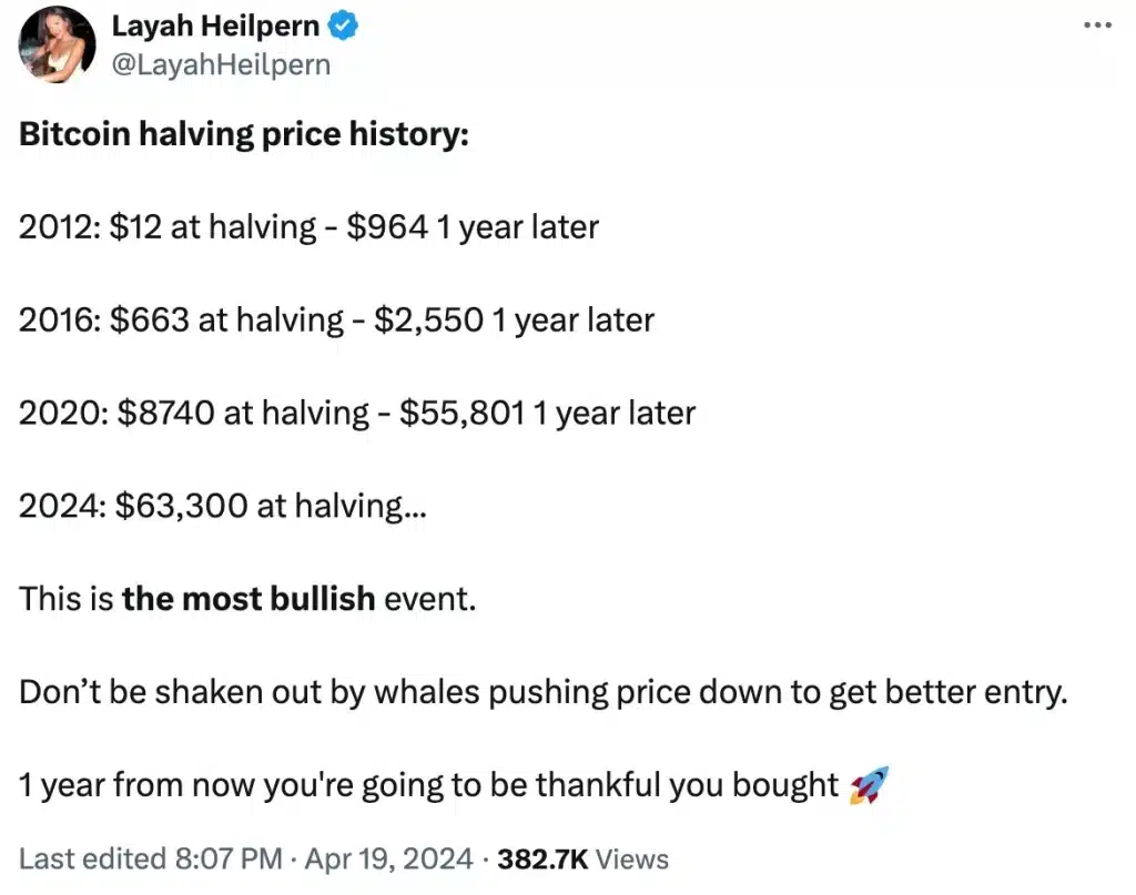 @LayahHeilpern tweet on Bitcoin halving history 