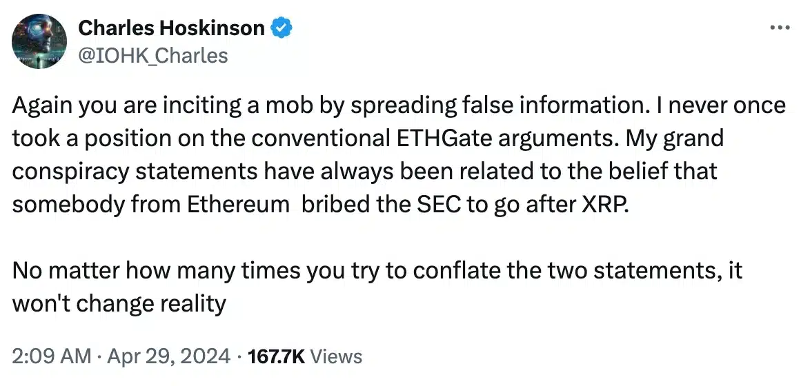 Charles Hoskinson on ETHgate controversy 