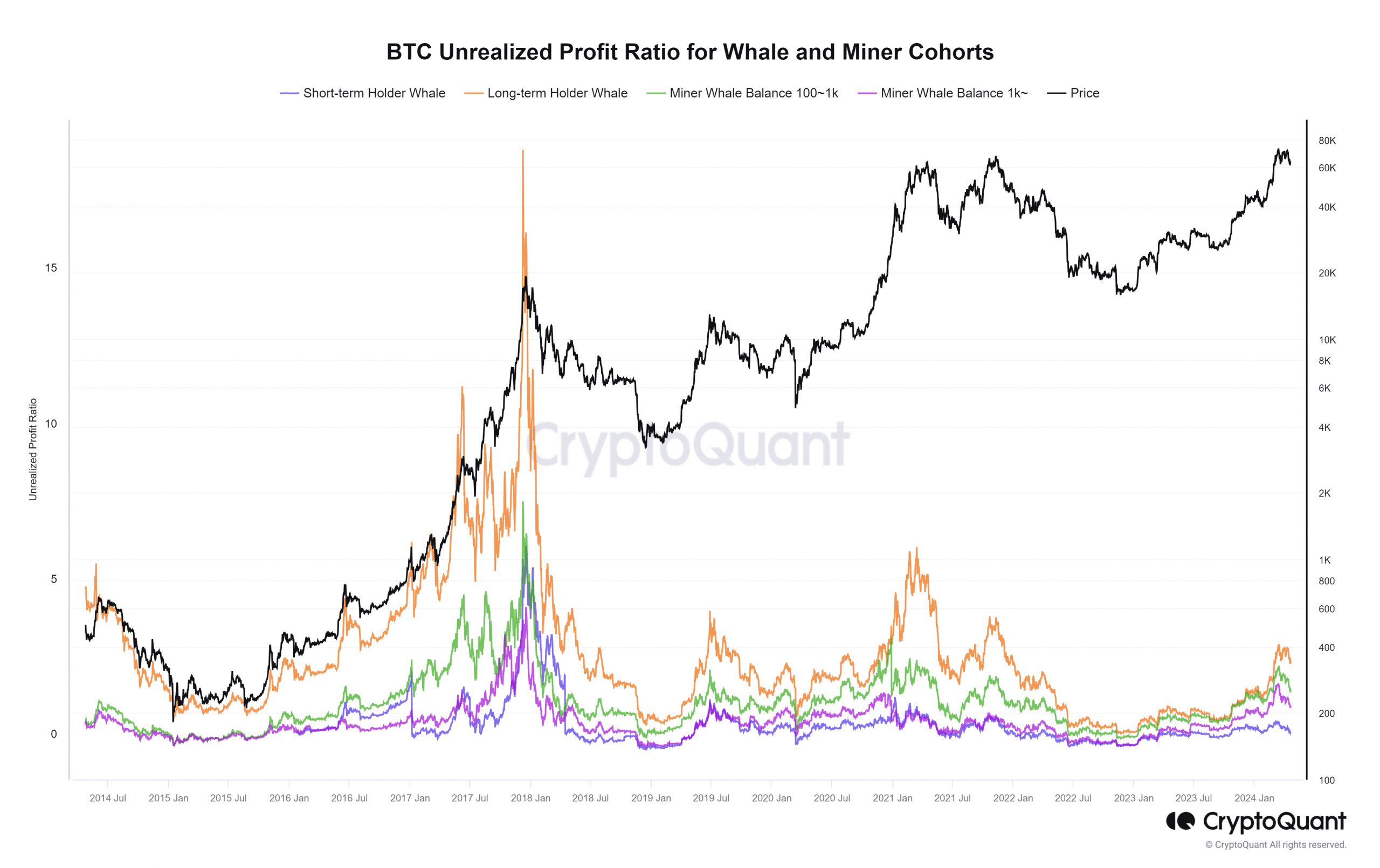 BTC unrealized win rate for whales