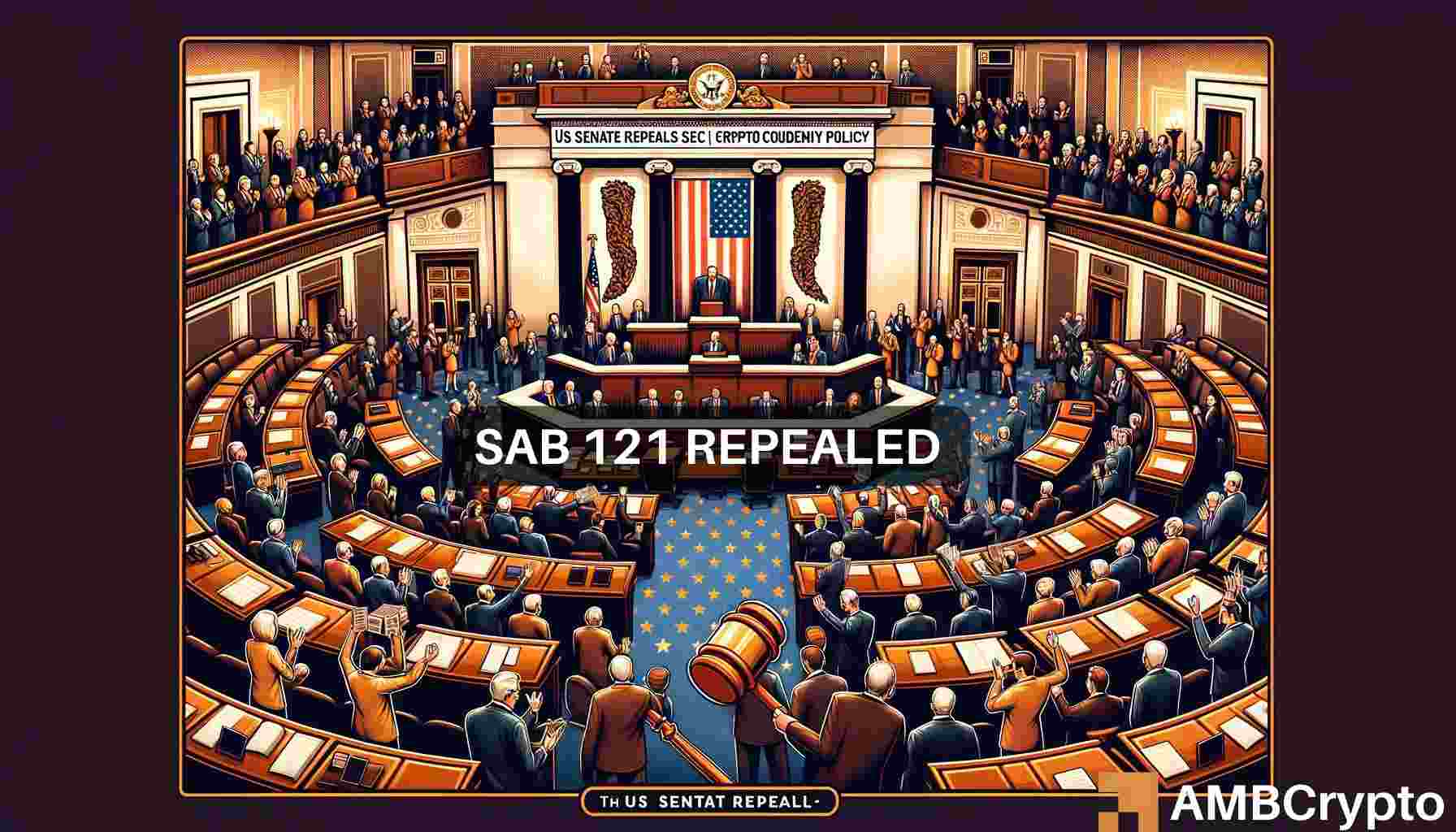 U.S Senate votes to repeal SEC’s crypto custody policy – SAB 121 – but…