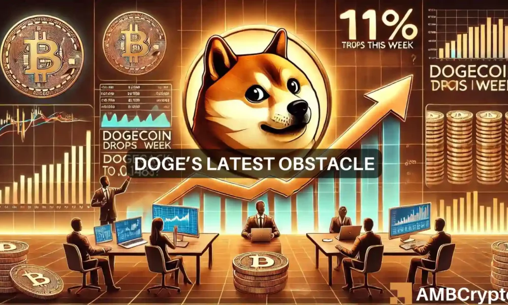 تنخفض عملة Dogecoin بنسبة 11٪ هذا الأسبوع: هل يمكن لـ DOGE الارتداد إلى 0.127 دولار أو أعلى؟