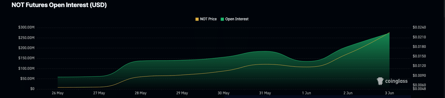 Open Interest in Notcoin increases