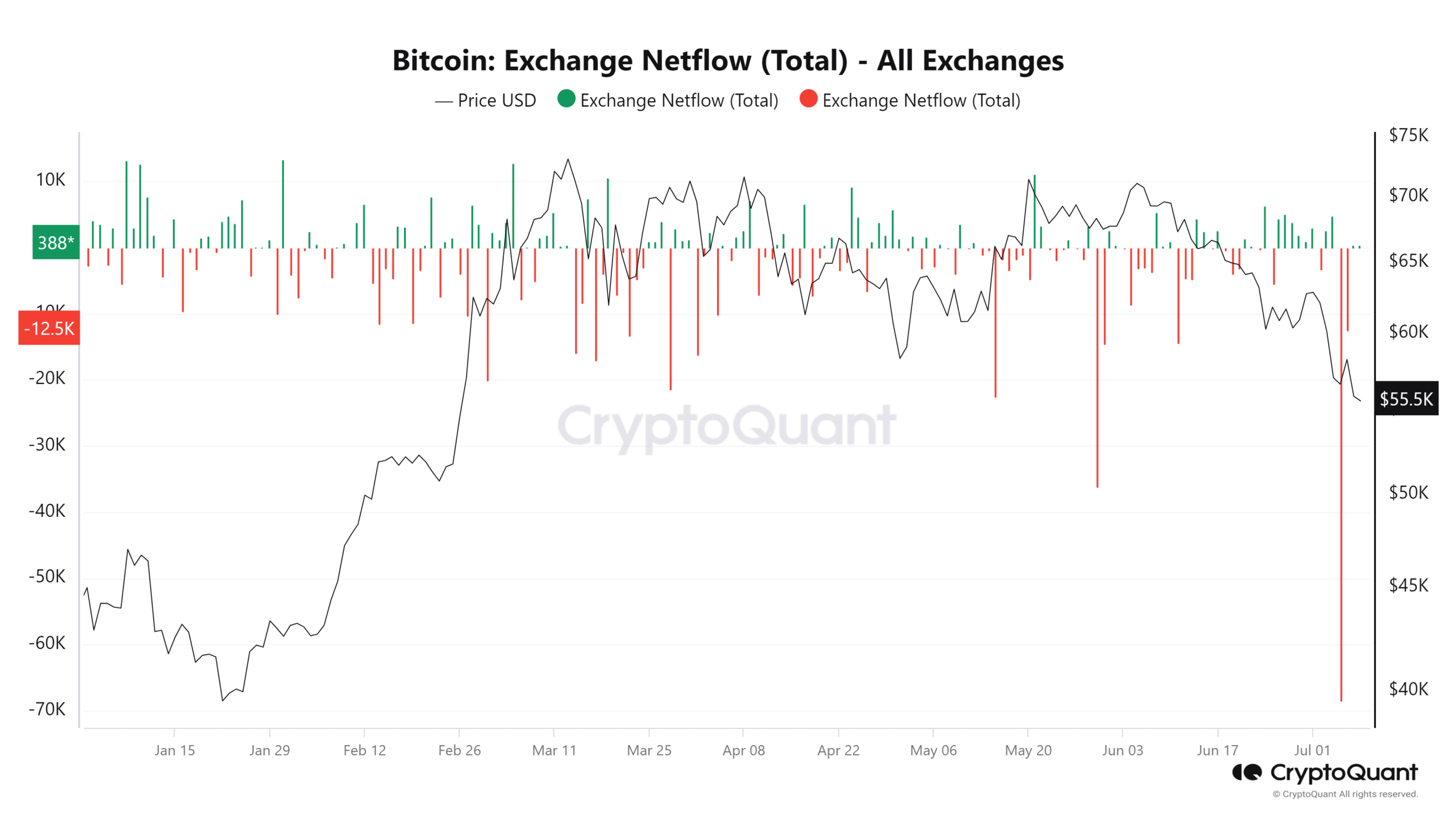 Bitcoin exchange net flow