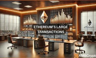 Ethereum's large transaction volume hits $11.8 billion amid price dips