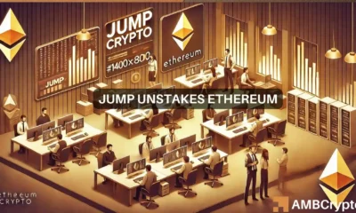 Ethereum faces volatility as Jump Crypto unstakes $314.8 million ETH