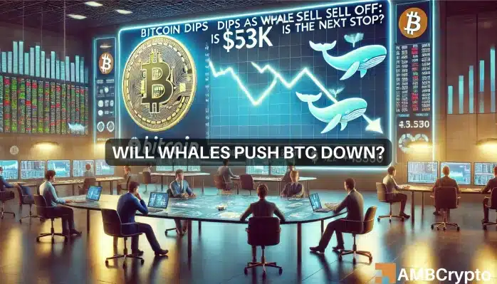 Bitcoin dips as whales exit: Is $53K the next stop?