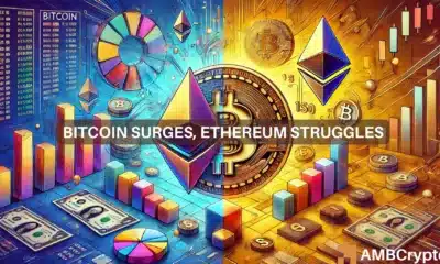 Bitcoin surges, Ethereum struggles