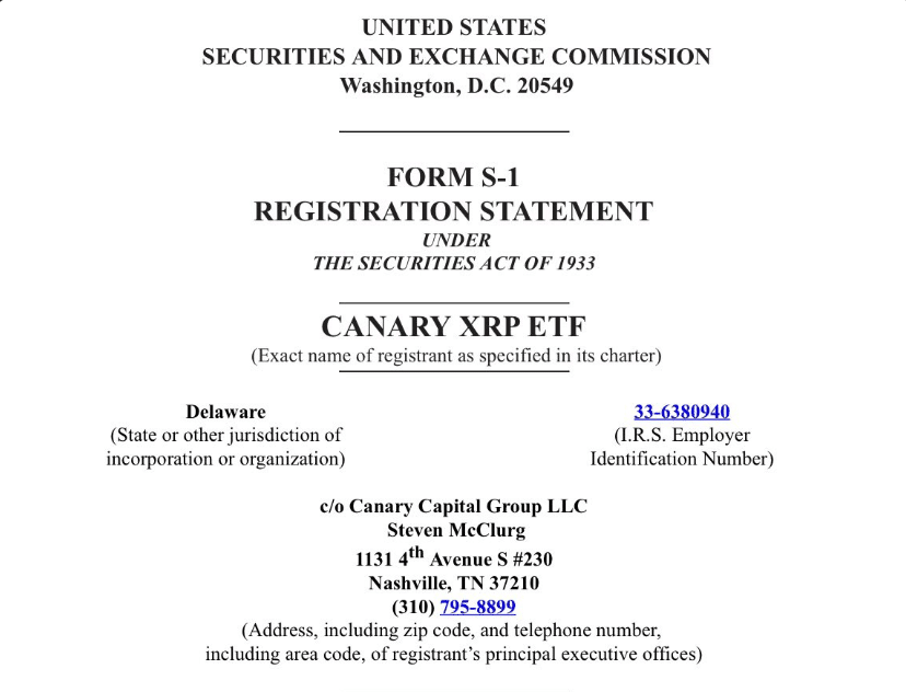 XRP ETF race heats up as Canary joins Bitwise in S-1 filing