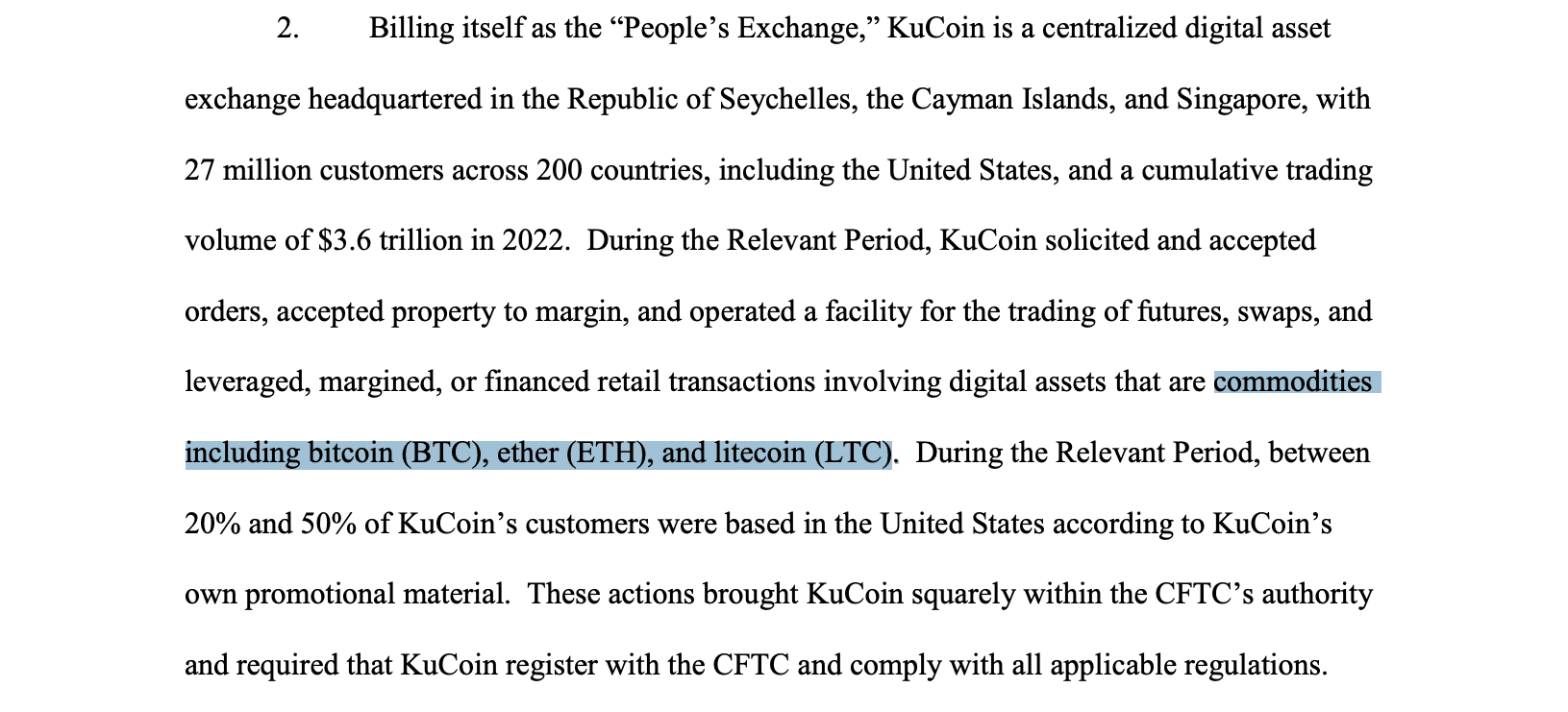 Batalla legal de CFTC KuCoin