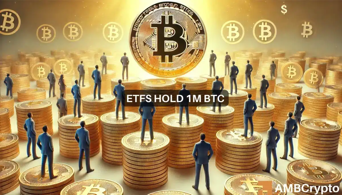 Bitcoin ETFs surpass 1 million BTC in total holdings.