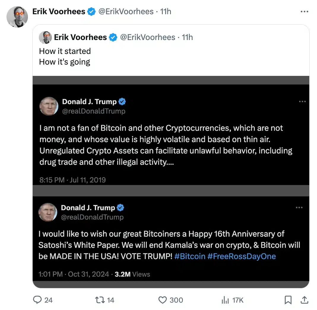 Erik Voorhees on Trump