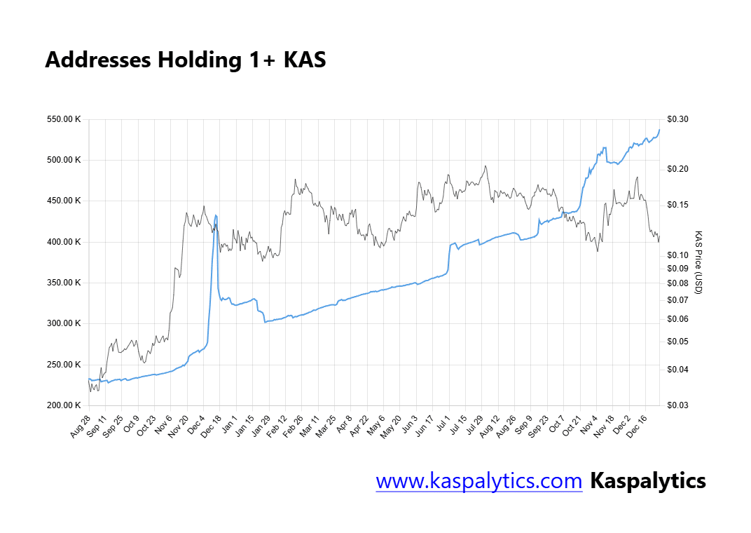 Addresses Holding 1 KAS Kaspalytics 1