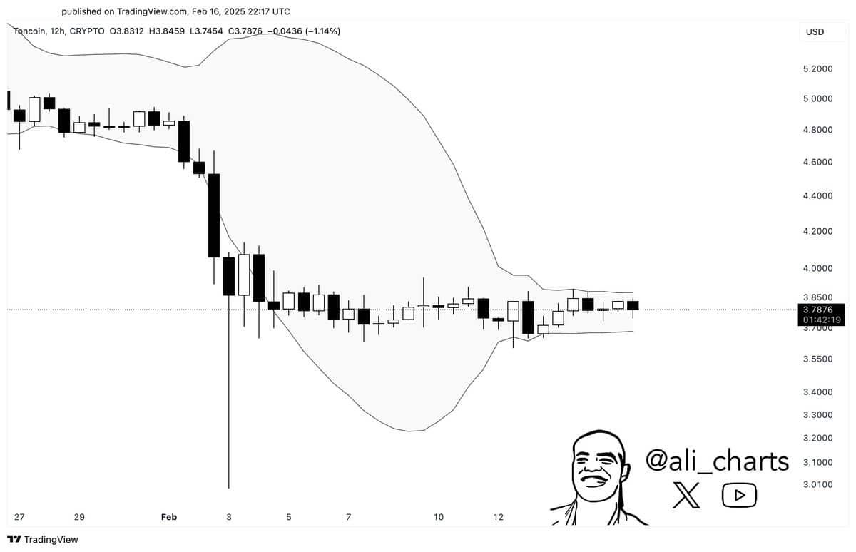 Bandas de Bollinger Toncoin H12