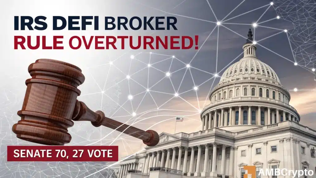 Senate Torches IRS Defi Broker Rule—What’s Next?