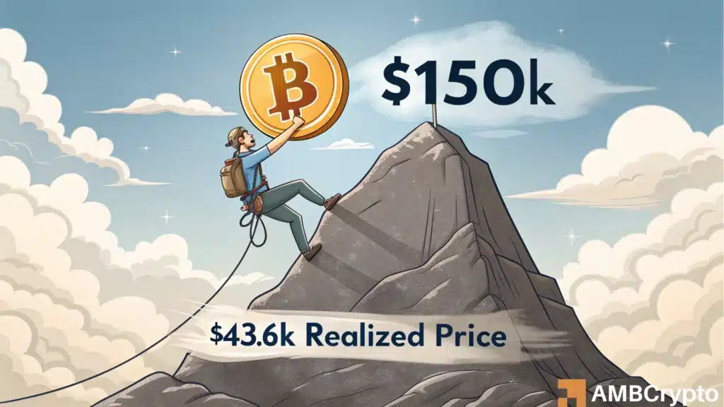 Bitcoin realized price hits $43.6K: Will $150K be BTC's next milestone?