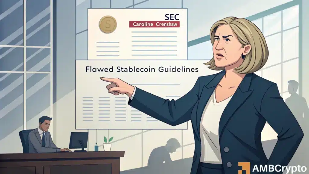 Caroline Crenshaw rebukes SEC: 'Over 90% stablecoins sold through risky channels'