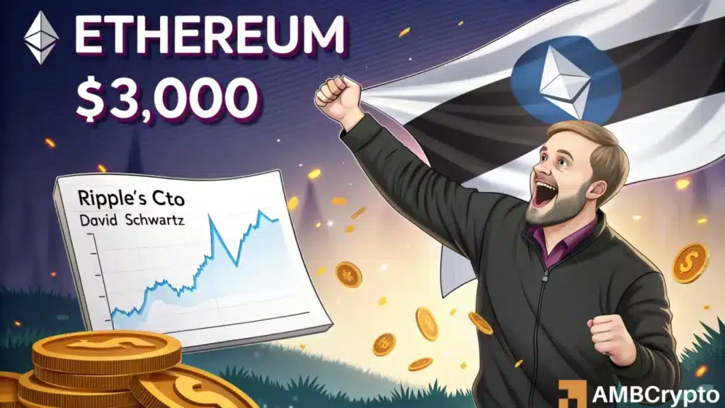 Ripple's CTO feels 'nice' about Ethereum's $3K breakout, while XRP's price...
