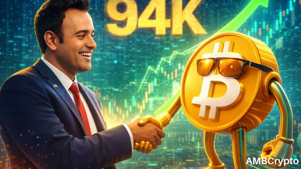 Vivek Ramaswamy's Strive Invests $100M in Bitcoin – Will $94K Hold or Lead to a Pullback?