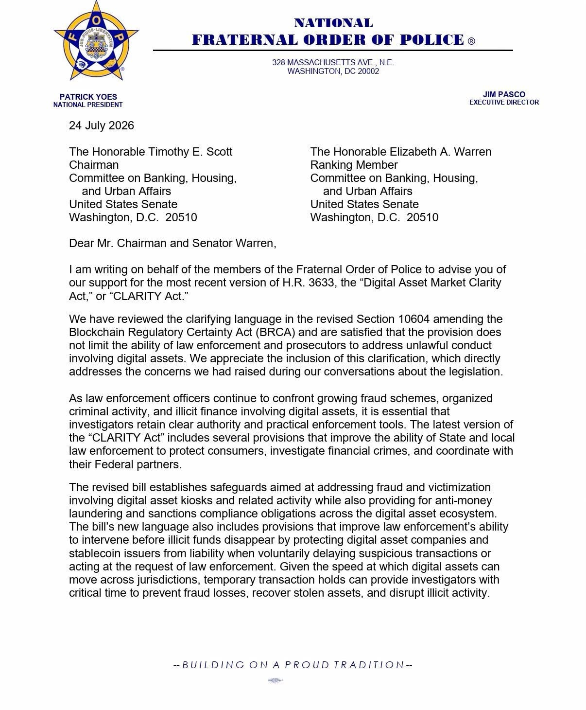 Police group on CLARITY Act