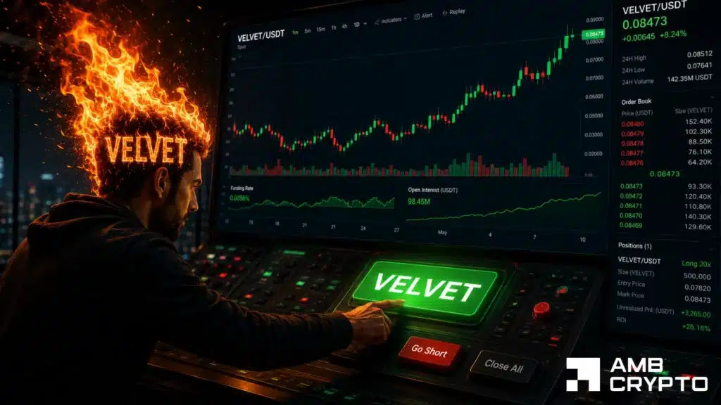 Velvet crypto slides 75% in a week