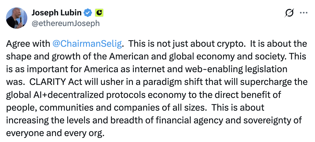 Joseph Lubin on CLARITY Act