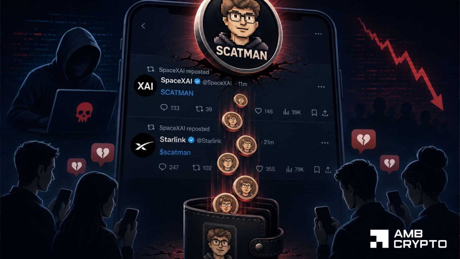 Hackers use SpaceXAI, Starlink X accounts to pump SCATMAN: Token crashes 98%
