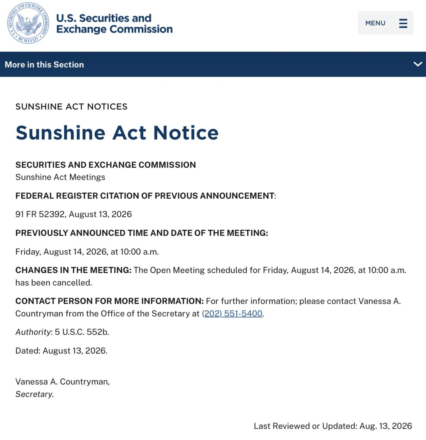 SEC Delays Key Crypto Meeting