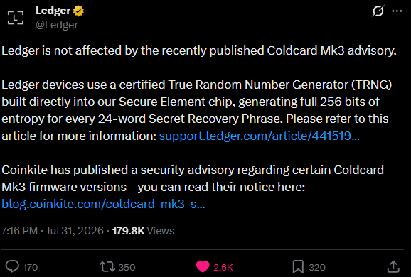 Ledger Trezor Coolcard