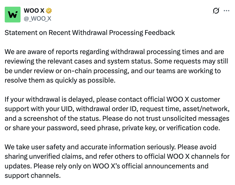 WOO X accepts