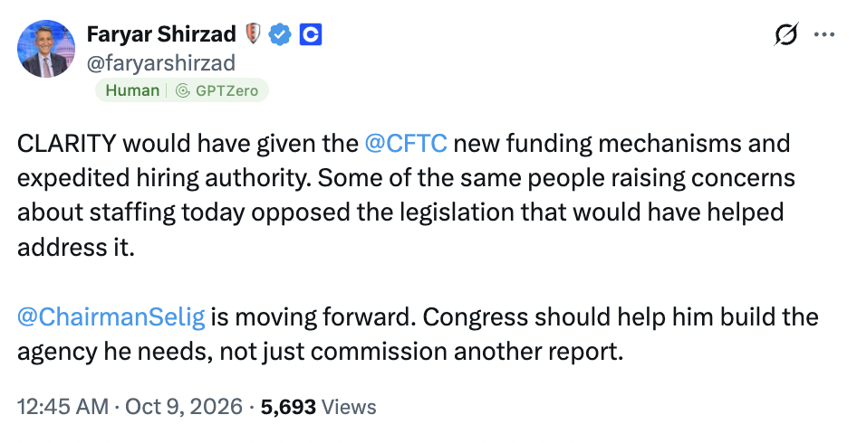 CLARITY would have given the CFTC