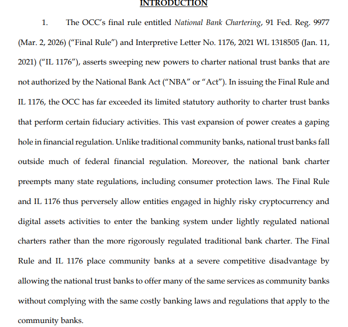 Empresas de criptografia ICBA OCC